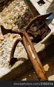 Close-up of a rusty anchor, Sorrento, Sorrentine Peninsula, Naples Province, Campania, Italy