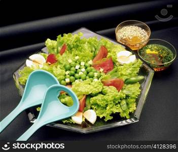 Close-up of a salad in a tray