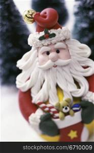 Close-up of a Santa Claus Christmas ornament
