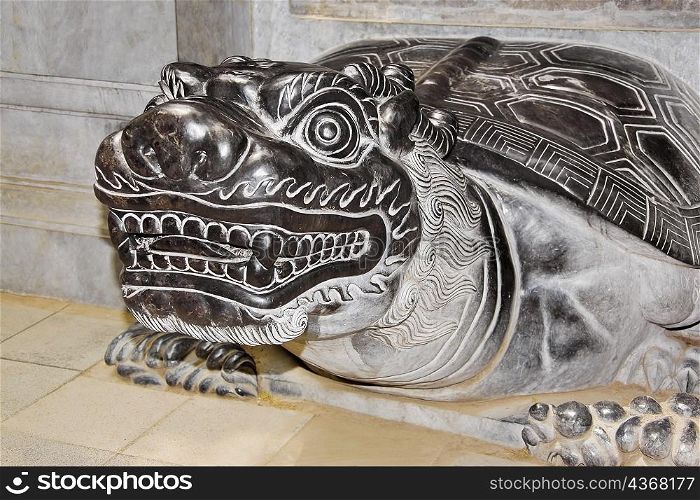 Close-up of a sculpture of a turtle, Shaolin Monastery, Mt Song, Henan Province, China