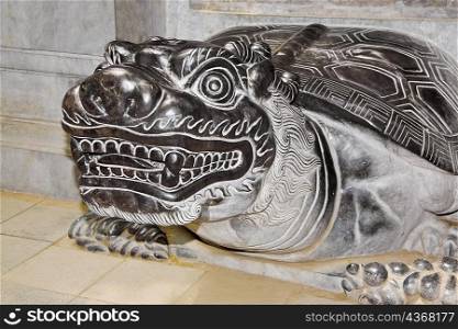 Close-up of a sculpture of a turtle, Shaolin Monastery, Mt Song, Henan Province, China