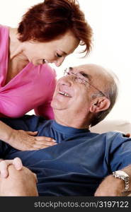 Close-up of a senior couple looking at each other