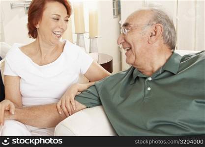 Close-up of a senior couple looking at each other