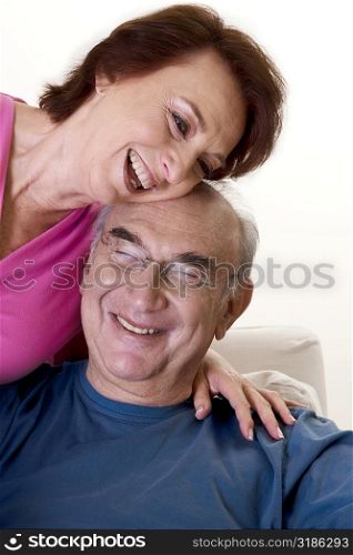 Close-up of a senior couple smiling