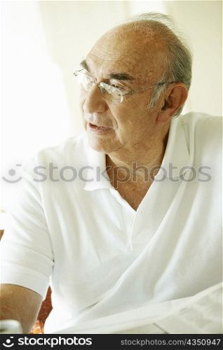 Close-up of a senior man looking sideways
