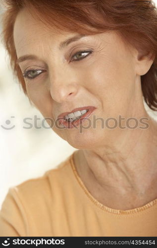 Close-up of a senior woman looking cheerful