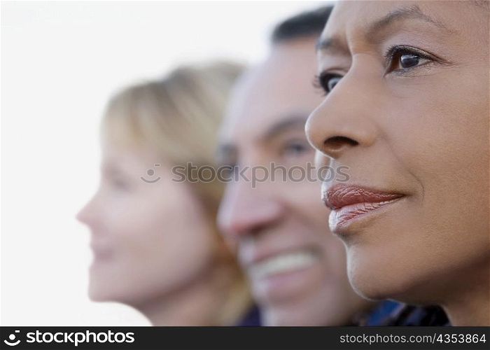 Close-up of a senior woman with her friends