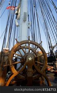 Close-up of a ship&acute;s helm, Boston, Massachusetts, USA