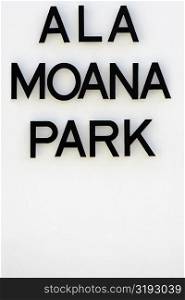 Close-up of a signboard, Ala Moana Beach Park, Honolulu, Oahu, Hawaii Islands, USA