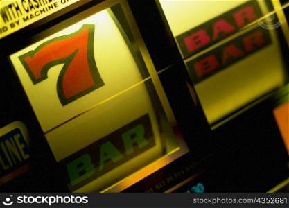 Close-up of a slot machine in a casino, Las Vegas, Nevada, USA