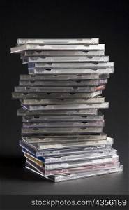 Close-up of a stack of CD cases