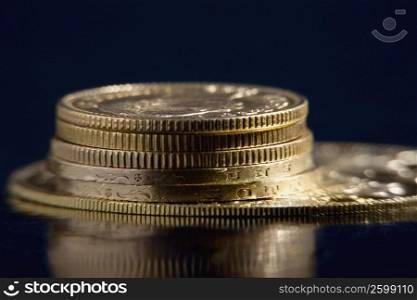 Close-up of a stack of coins