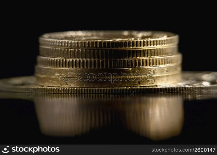 Close-up of a stack of coins