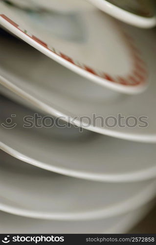 Close-up of a stack of plates