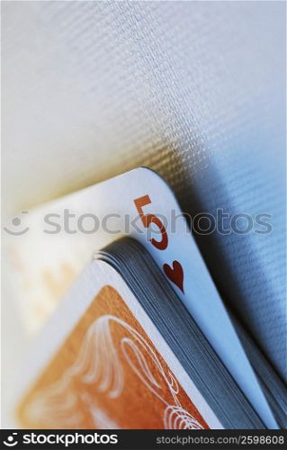 Close-up of a stack of playing cards