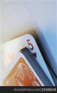Close-up of a stack of playing cards
