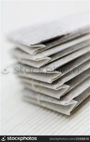 Close-up of a stack of teabags