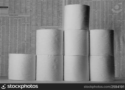 Close-up of a stack of toilet paper