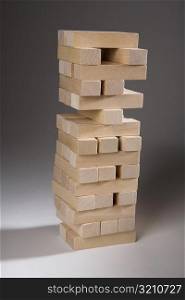 Close-up of a stack of wooden blocks