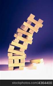 Close-up of a stack of wooden blocks