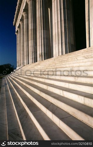 Close-up of a staircase and columns of a building, Lincoln Memorial, Washington DC, USA
