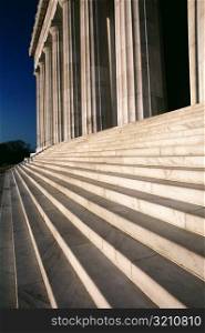Close-up of a staircase and columns of a building, Lincoln Memorial, Washington DC, USA