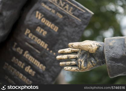 Close-up of a statue at The Famous Five, Parliament Hill, Ottawa, Ontario, Canada