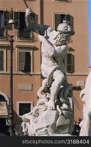 Close-up of a statue, Fountain of Neptune, Piazza Navona, Rome, Italy
