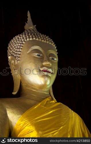 Close-up of a statue of Buddha at Wat Horcome, Chiang Mai, Thailand