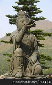 Close-up of a statue, Tian Tan Buddha, Po Lin Monastery, Ngong Ping, Lantau, Hong Kong, China
