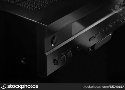 Close up of a stereo receiver/amplifier. Audio&video control center