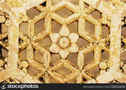 Close-up of a stone grille in a fort, Amber Fort, Jaipur, Rajasthan, India