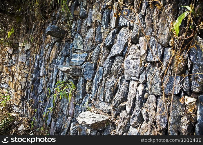 Close-up of a stone wall, Choquequirao, Inca, Cusco region, Peru