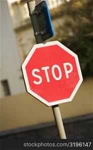 Close-up of a stop sign, Avenue De L&acute;Imperatrice, Biarritz, France
