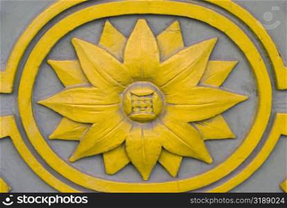 Close-up of a Sunflower painted on a wall
