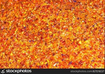Close-up of a surface decorated with flower petals