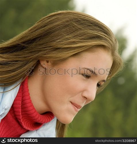 Close-up of a teenage girl looking away