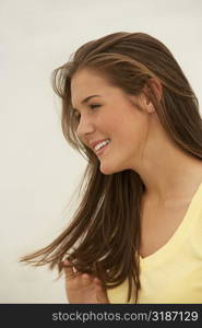 Close-up of a teenage girl smiling