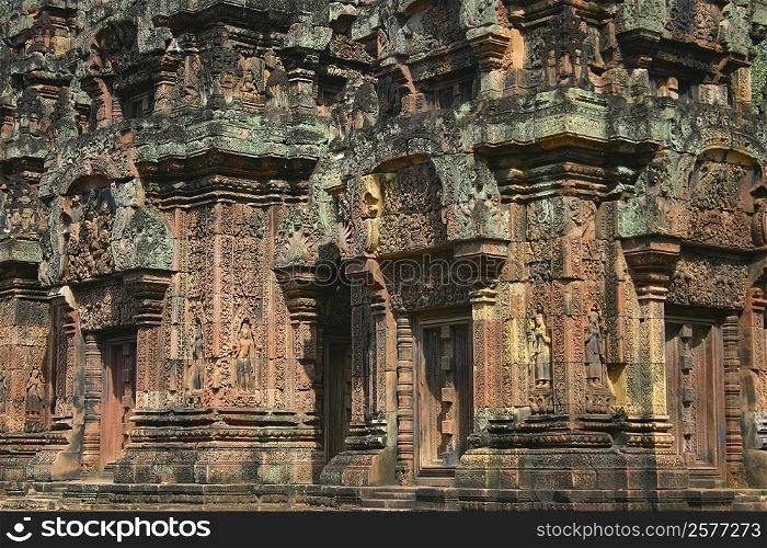 Close-up of a temple, Ta Prohm Temple, Angkor Wat, Siem Reap, Cambodia