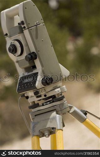 Close-up of a theodolite