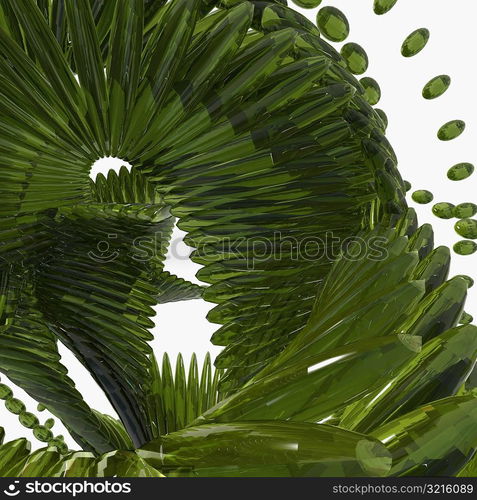 Close-up of a three dimensional green abstract patterns