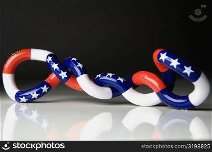 Close-up of a twisted American toy flag