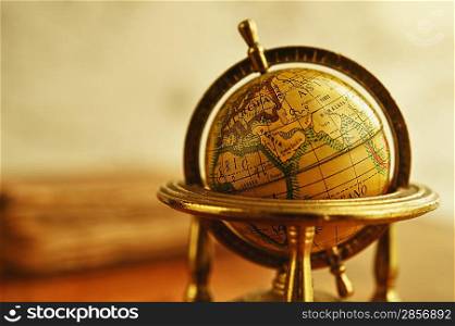 Close-up of a vintage globe.