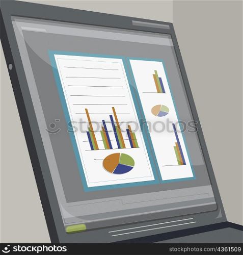 Close-up of a visual screen of a laptop