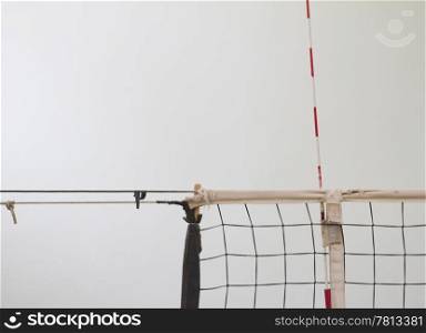 Close up of a volley net inside a gym