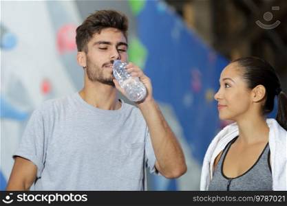 close up of a wall climber drinking water