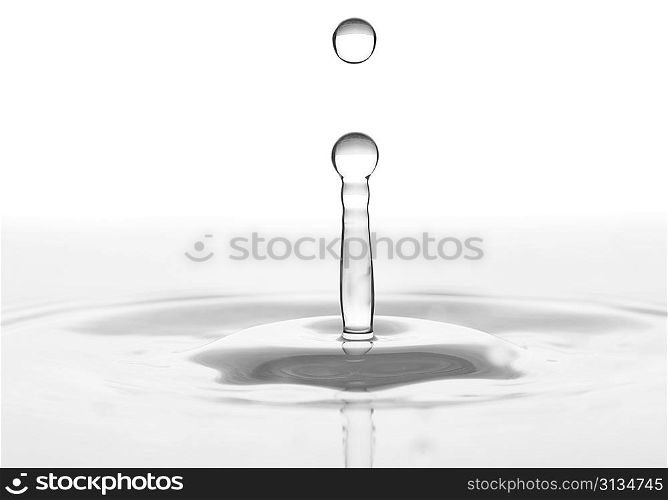 close up of a water splash isolated on white
