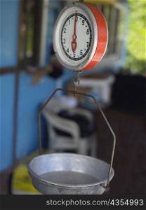 Close-up of a weighing scale in a store, Providencia, Providencia y Santa Catalina, San Andres y Providencia Department, Colombia