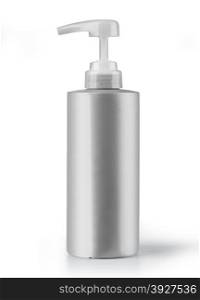 close up of a white bottle on white background with clipping path