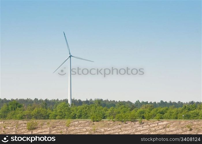 close-up of a windmill on blue sky